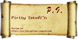 Pirity István névjegykártya